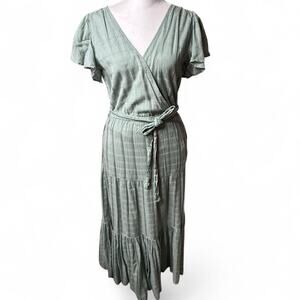 Lauren Ralph Lauren Gingham Belted Wrap Dress - Light Green - Size 2